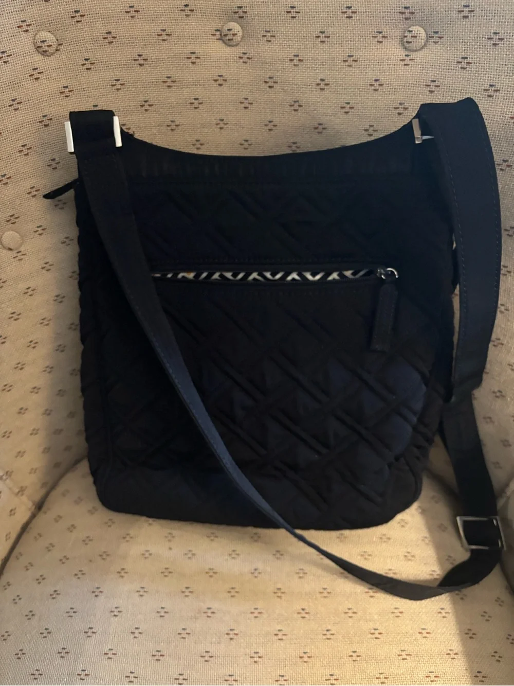 Vera Bradley Black Quilted Crossbody Messenger Bag